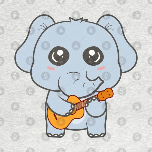 Adorable Elephant Playing Acoustic Guitar Cartoon by RayanPod